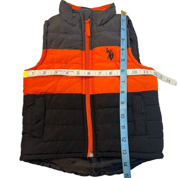 U.S. Polo Assn Toddler 2T Puffer Vest Orange Black Gray Colorblock Fall Layering - Picture 4 of 9